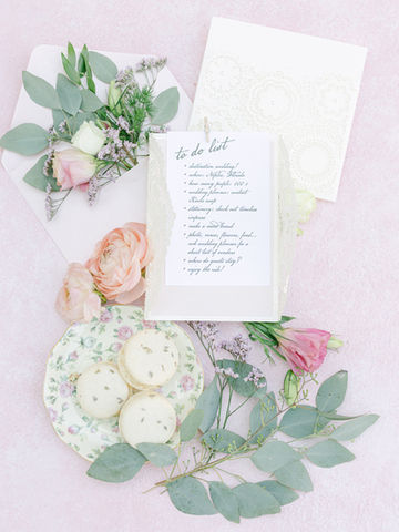 A blush-toned flat lay that says it all—stationery meets sweets, florals, and a playful nod to every bride’s inner list-maker. When love is in the air, even a checklist becomes a love letter in disguise.