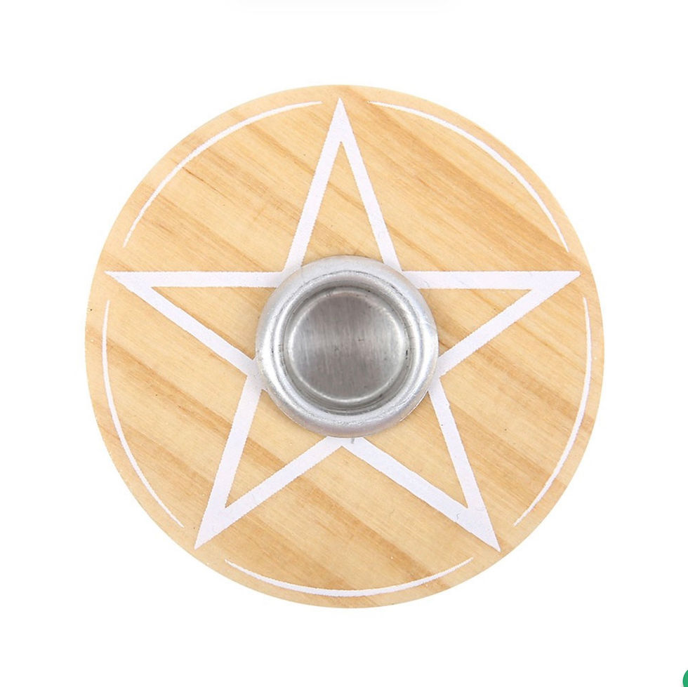 Miniature : Wooden Pentagram Magic Spell Candle Holder