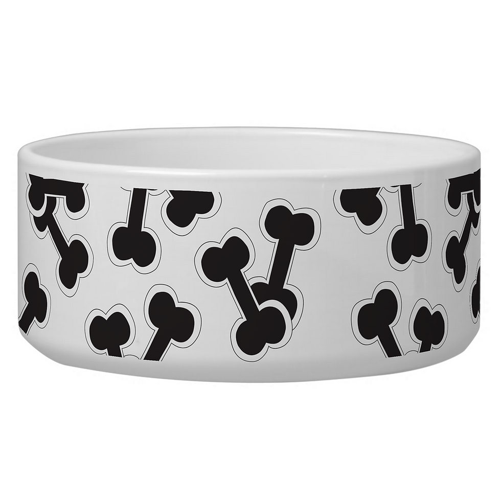 Thumbnail: Black and White Boney Macaroni Dog Bowl