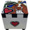 Thumbnail: Dog box urn with a chestnut spaniel, red heart with dates, and graphic black edging.