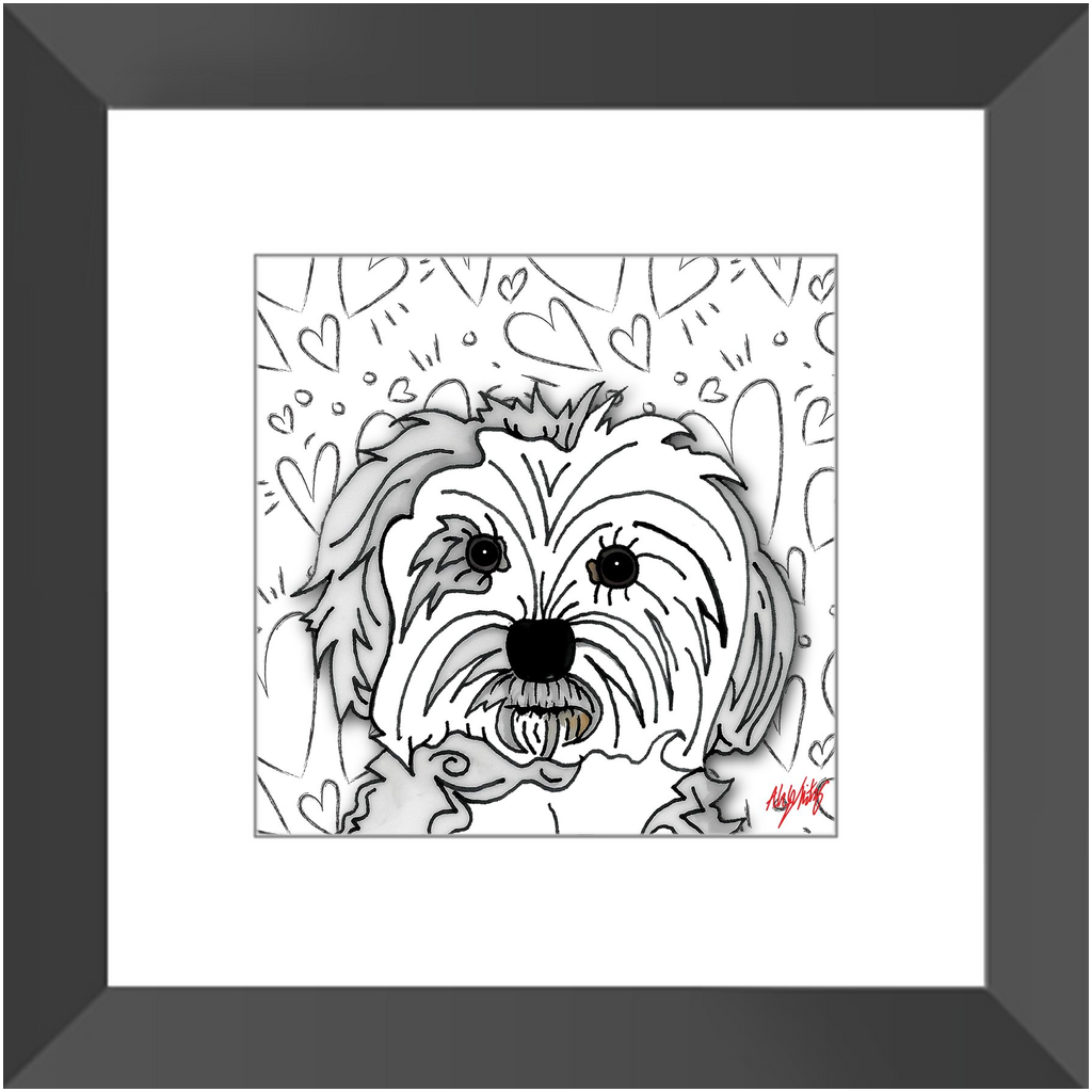 Maltese Framed Illustration