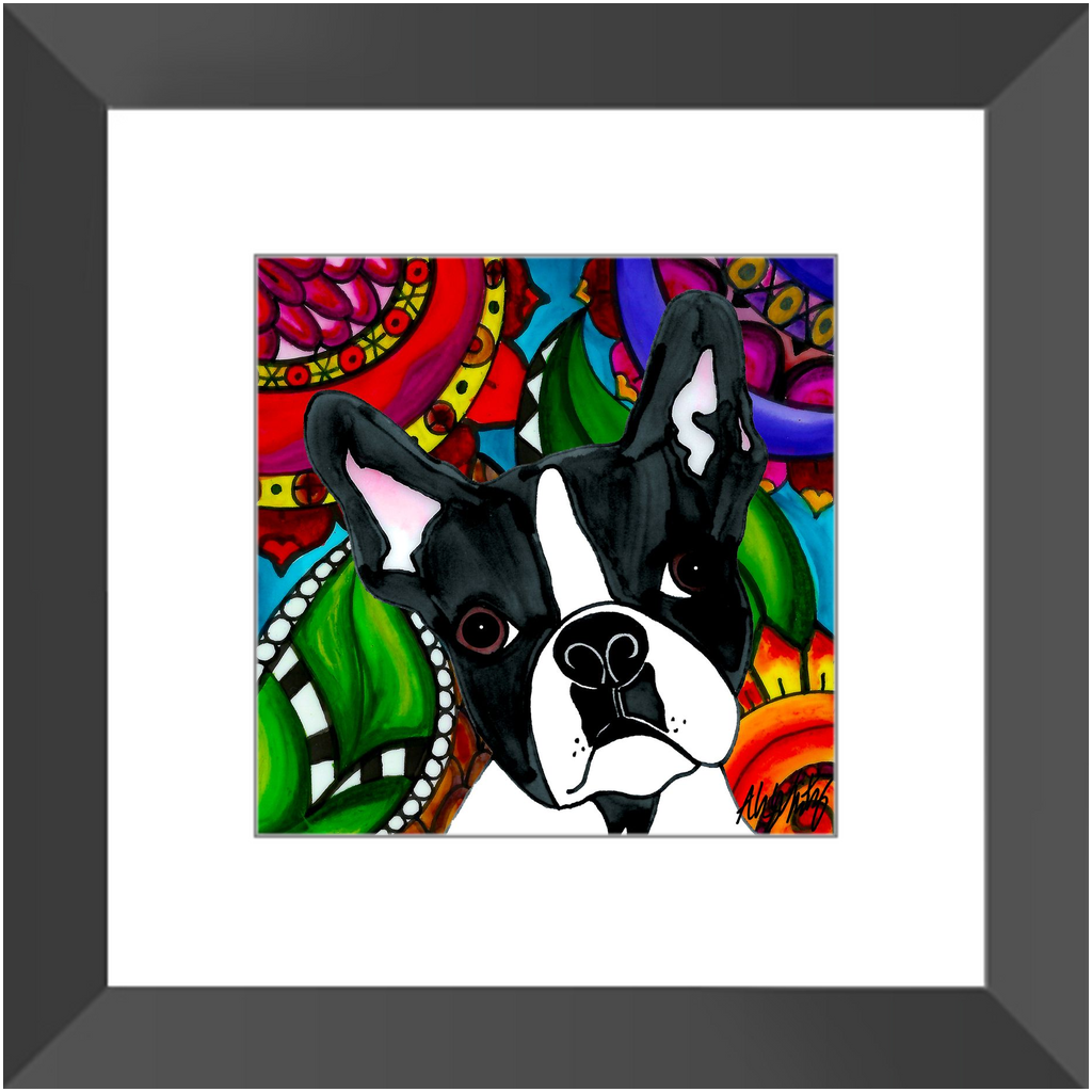 Boston Terrier Framed Illustration - It's a Beautiful Life