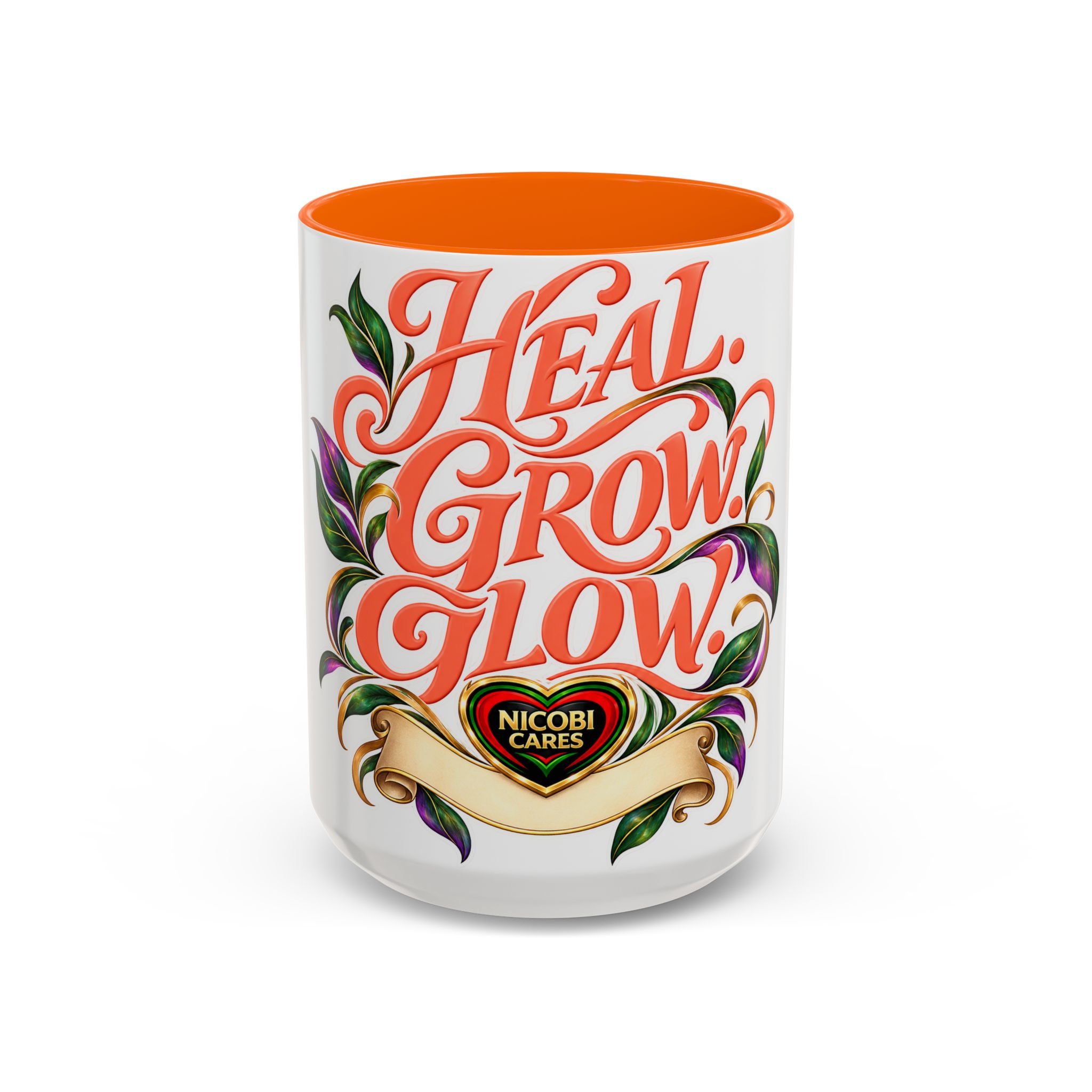 Nicobi Cares Heal. Grow. Glow. 15oz Mug