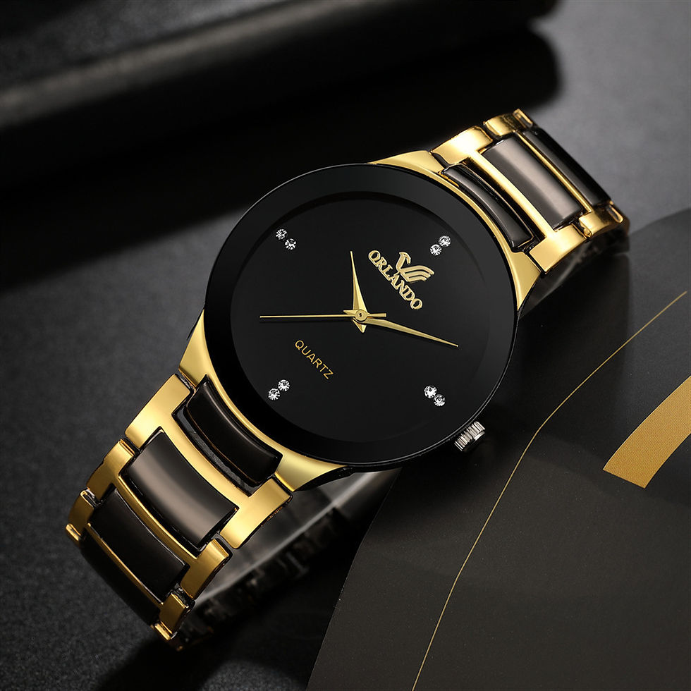 Thumbnail: hot sale black dial steel quartz men business watch