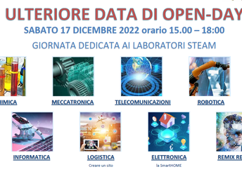 17 dicembre 2022- ulteriore data di OPEN DAY