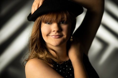 High fashion senior shoot in studio.  