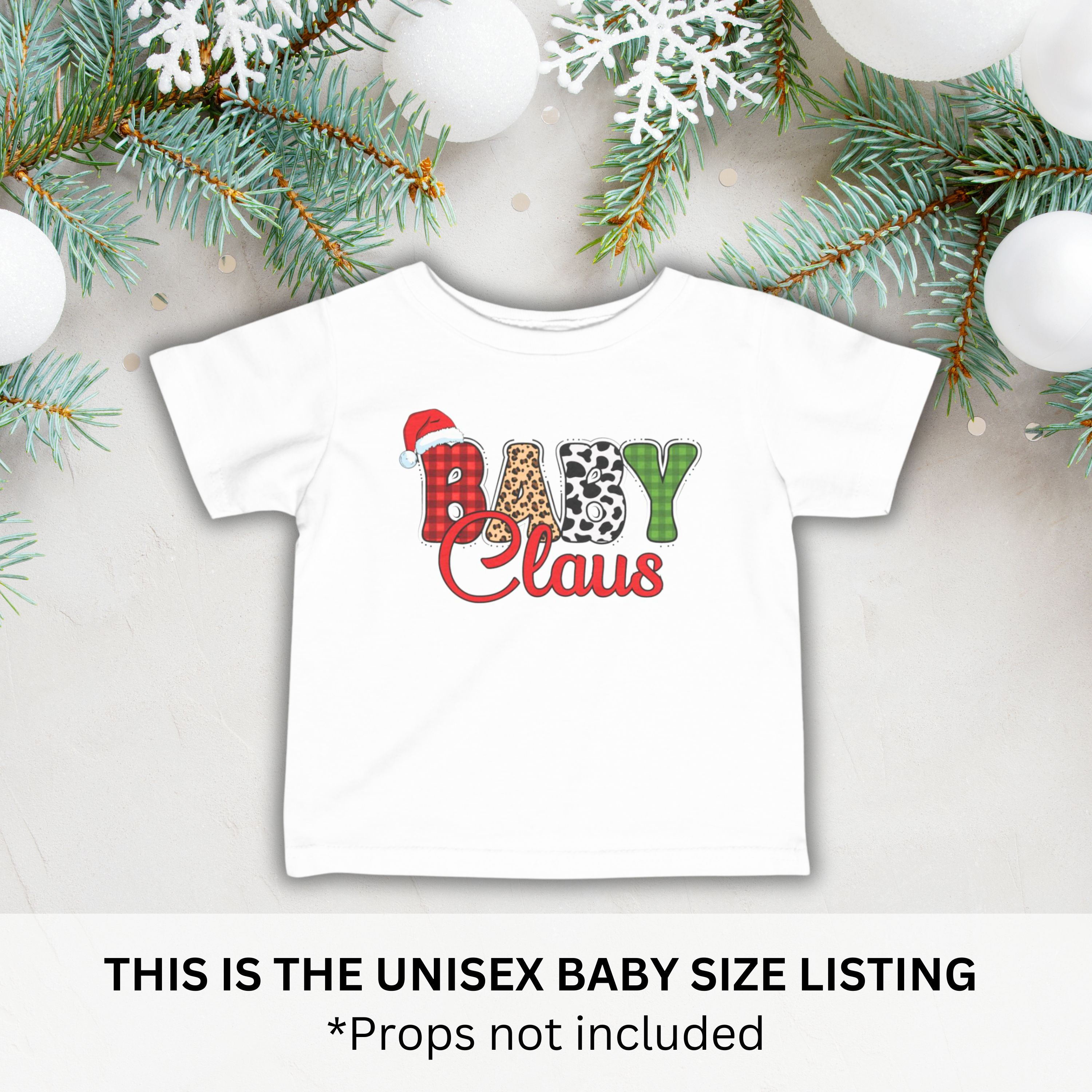 BABY Claus BABY Size Matching Family Christmas Shirts-3 in White
