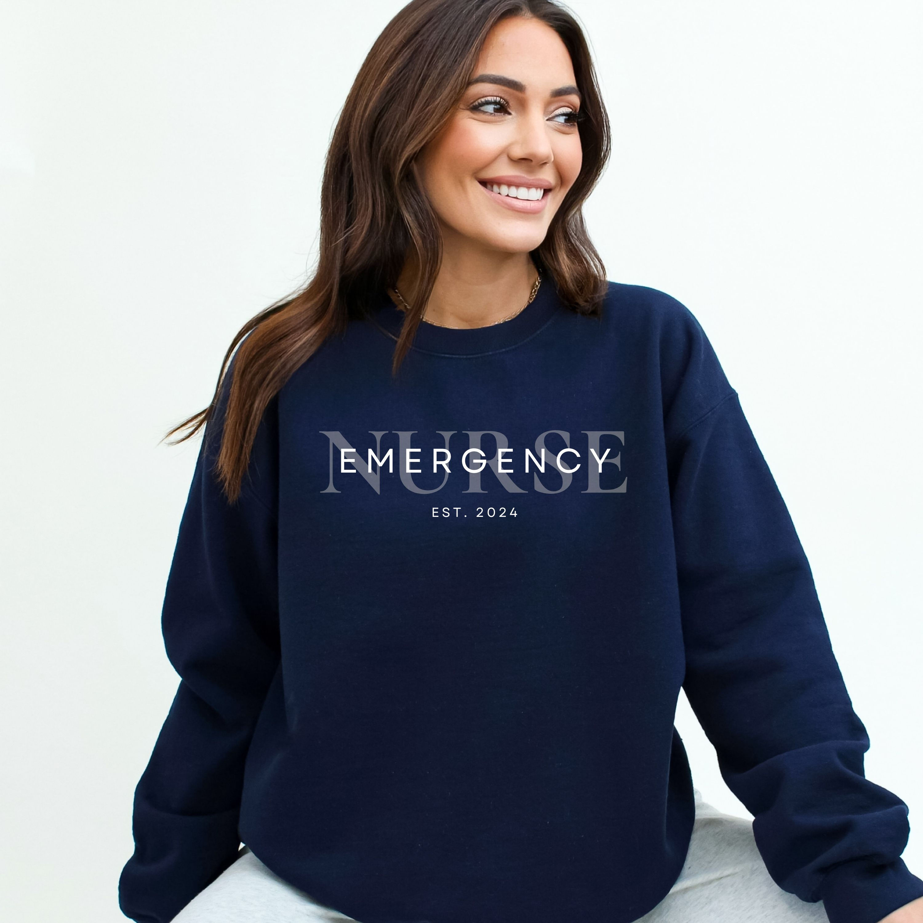 Personalized ER Nurse Sweatshirt Gift For ER Nurse Gift for Nurse Custom Sweater in Navy