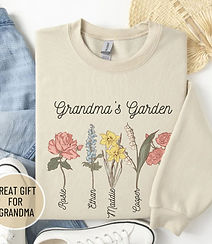 Custom Grandma's Garden Sweatshirt With Birth Month Flowers and Names Gift 