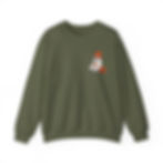 Cute Ghost With Pumpkin Drinking Coffee Sweatshirt, Coffer Lover Sweatshirt in Military Green
