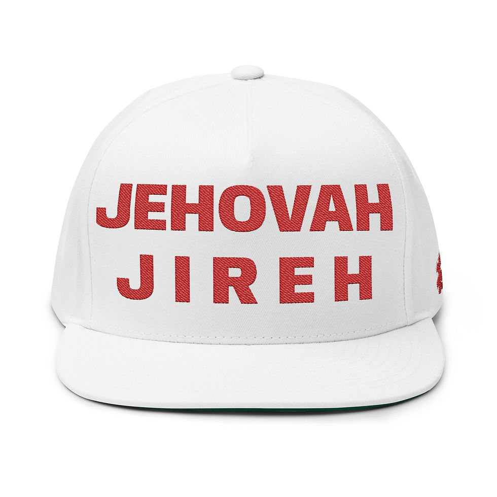 Thumbnail: Jehovah Jireh Embroidered Flat Bill Cap — Christian Snapback Hat