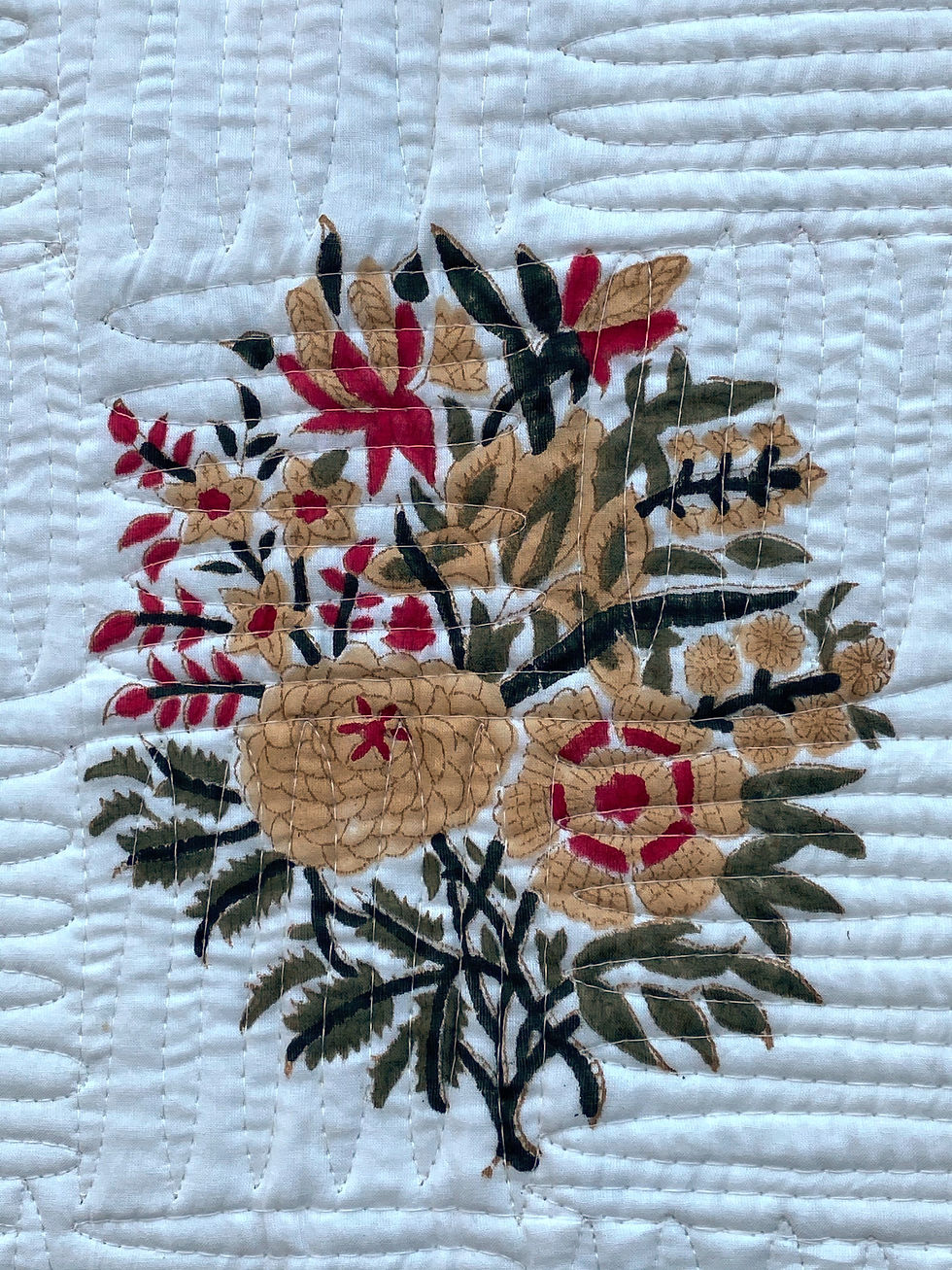 Thumbnail: Red & Off-white Printed Quilt