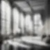 DALL·E 2024-04-02 11.57.48 - A black and white nostalgic image of a large artist's studio