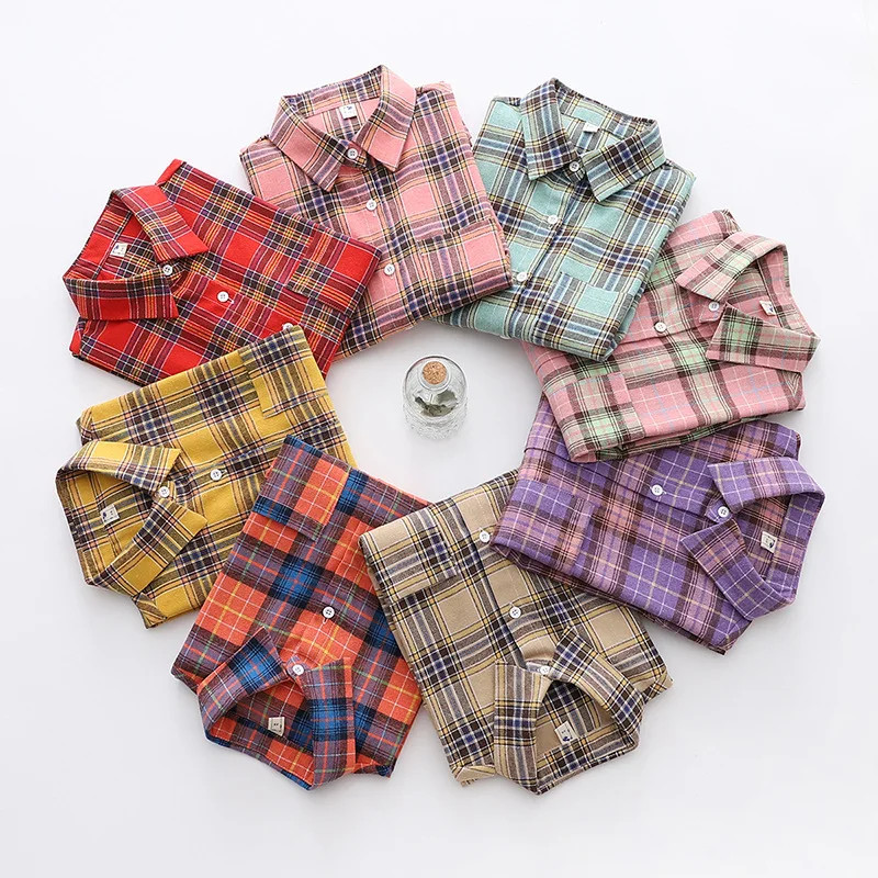 Brand Women's Flannel Plaid Shirts 2025 New Ladies Tops Exquisite Designer Style