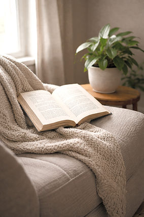 Bible laying on a comfy chair.