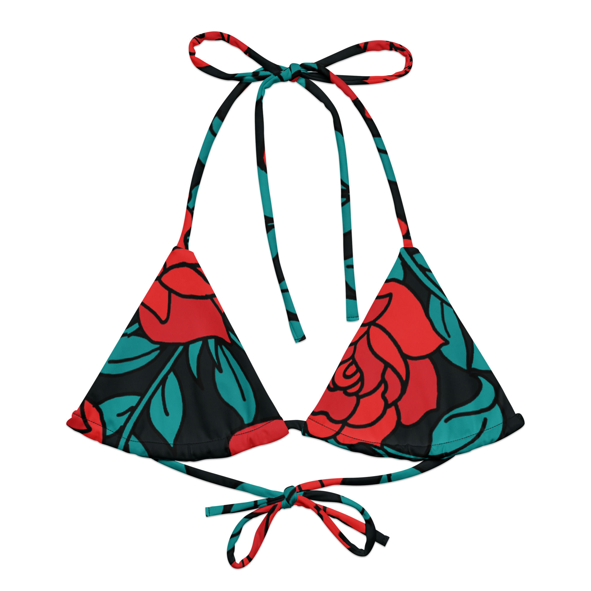 All-over print recycled string bikini top