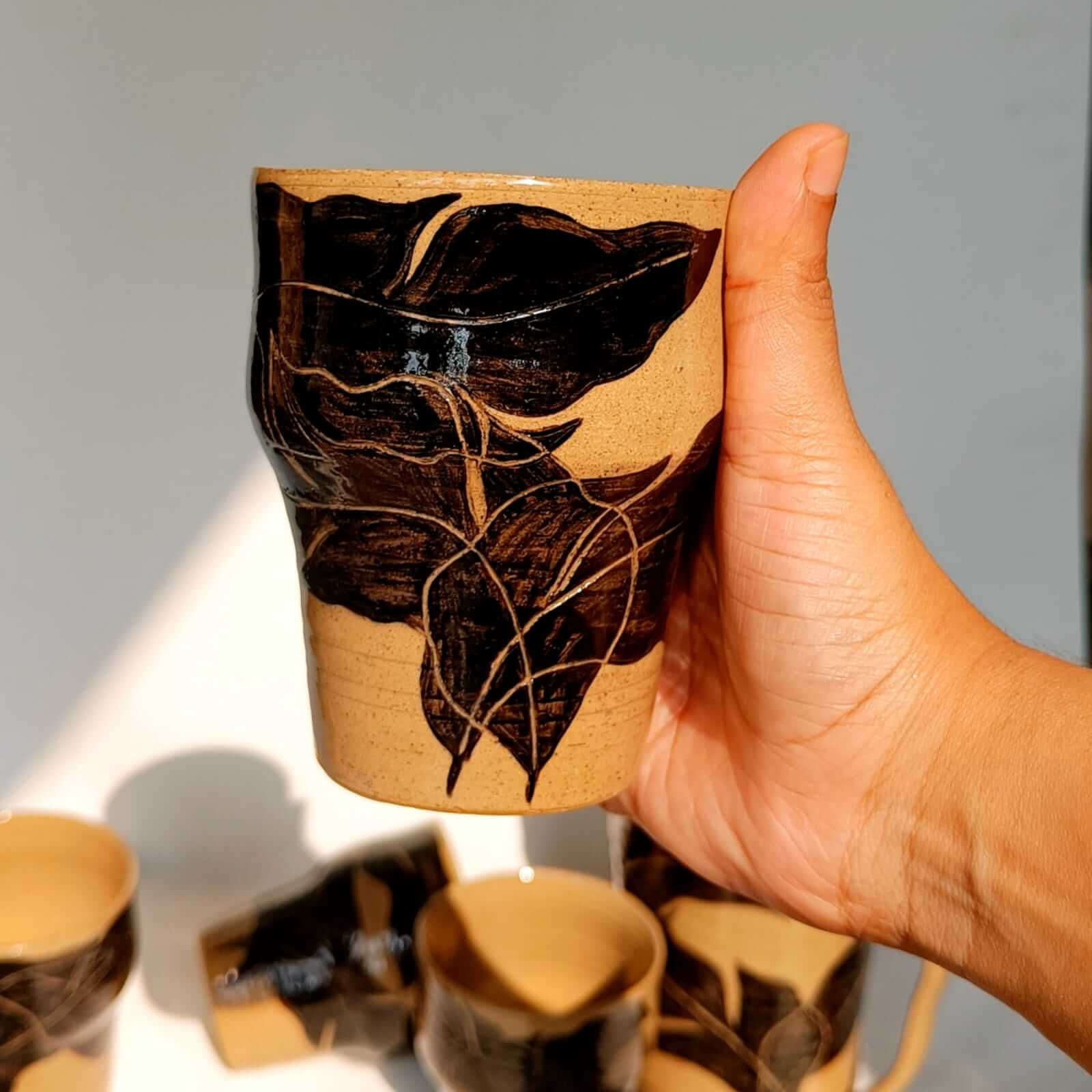 Black Leaf Curved Tumbler