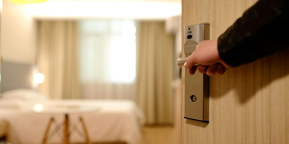 Person opening hotel room