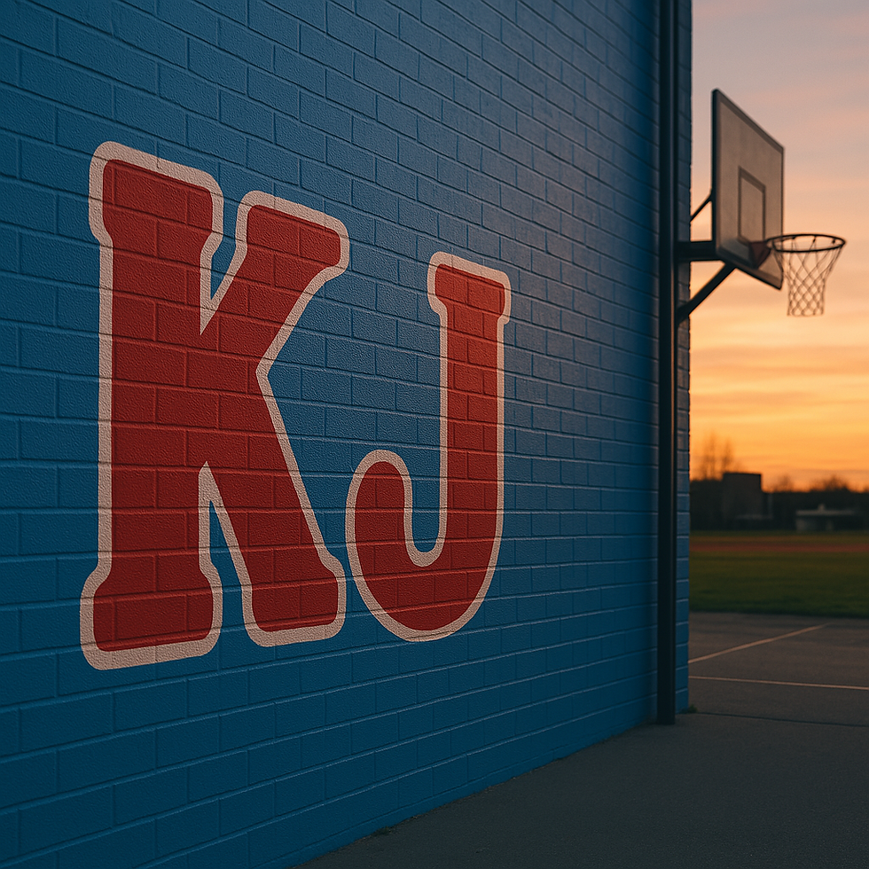 KJ Adams with KU Jayhawks type of letters