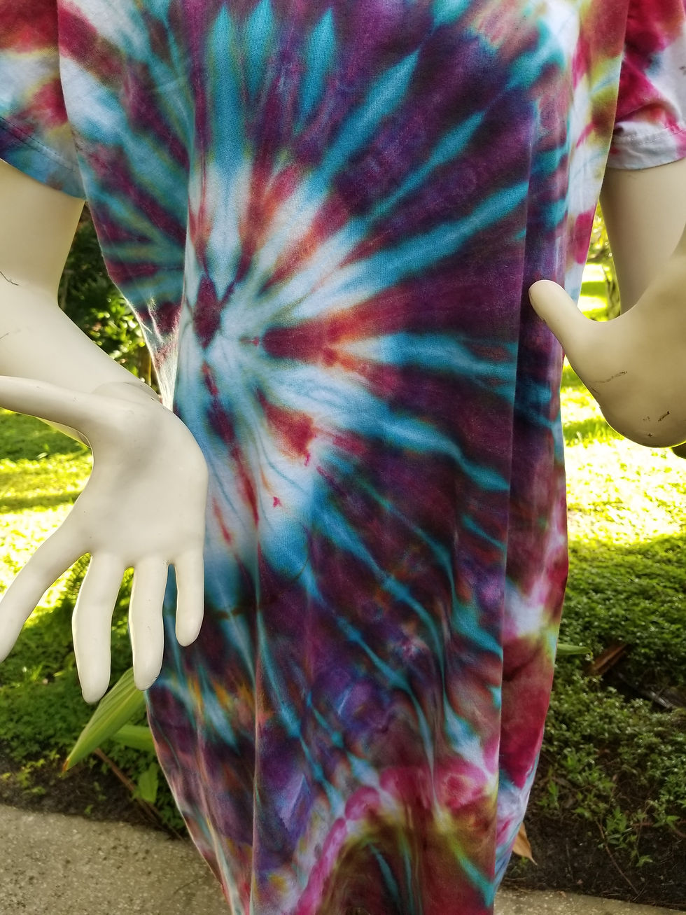 Thumbnail: Ice-Dyed Tie Dye V-Neck Cover-up - Lg/XL