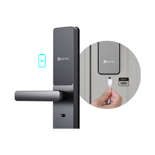 Miniatura: Fechadura DL05 Inteligente Ezviz cor grafite com ID digital e entrada para cabo