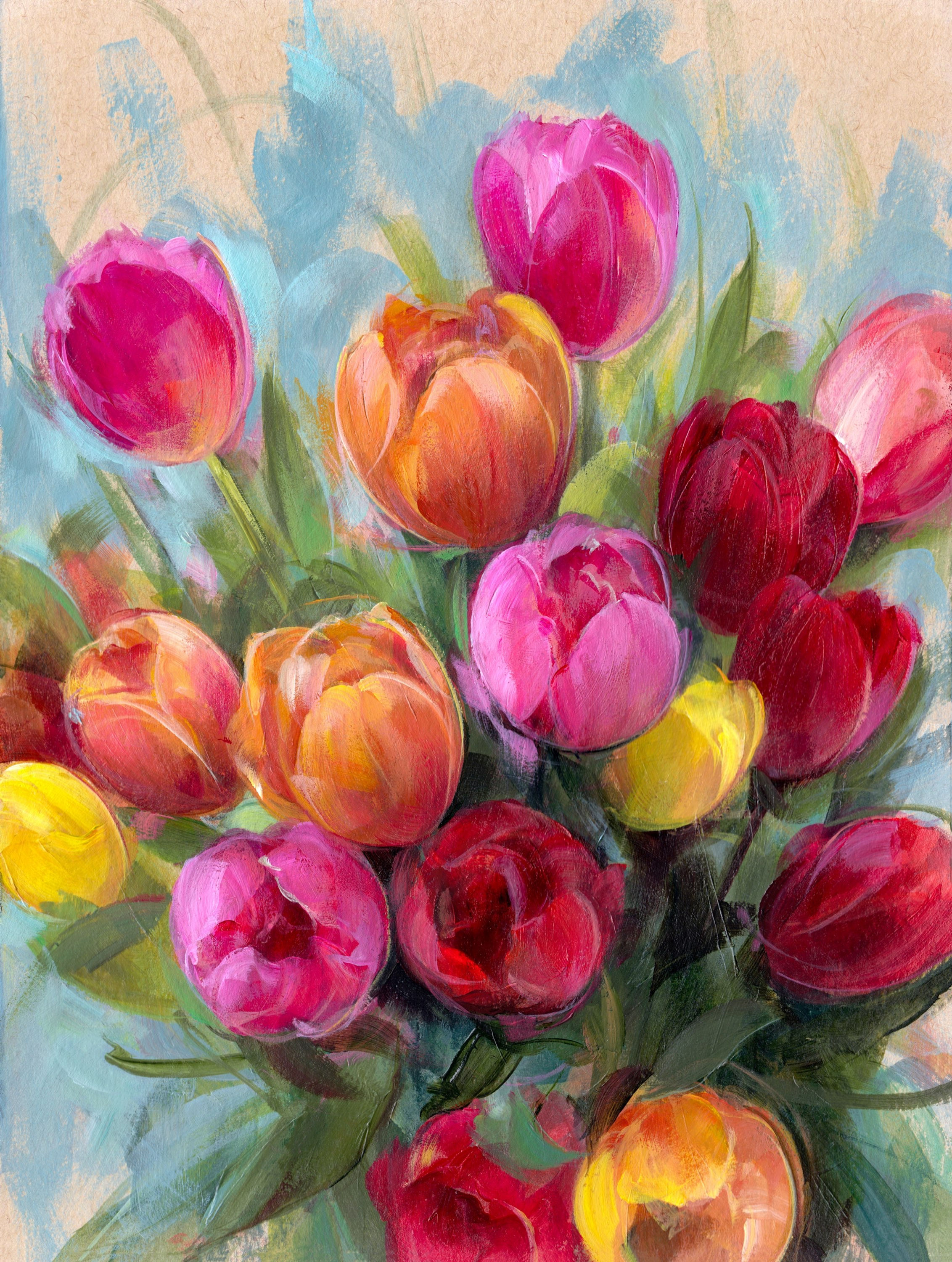 9”x12” Rainbow Tulips No. 2 (on paper)