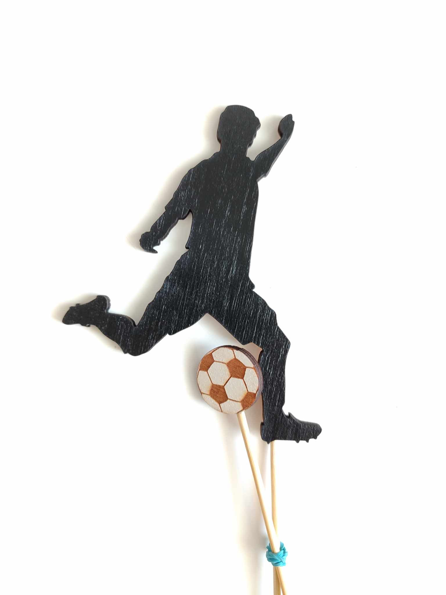 Zápich drevený futbalista čierny + lopta