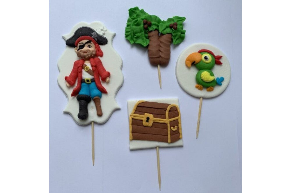 Cukrové zápichy pirátska sada 4ks