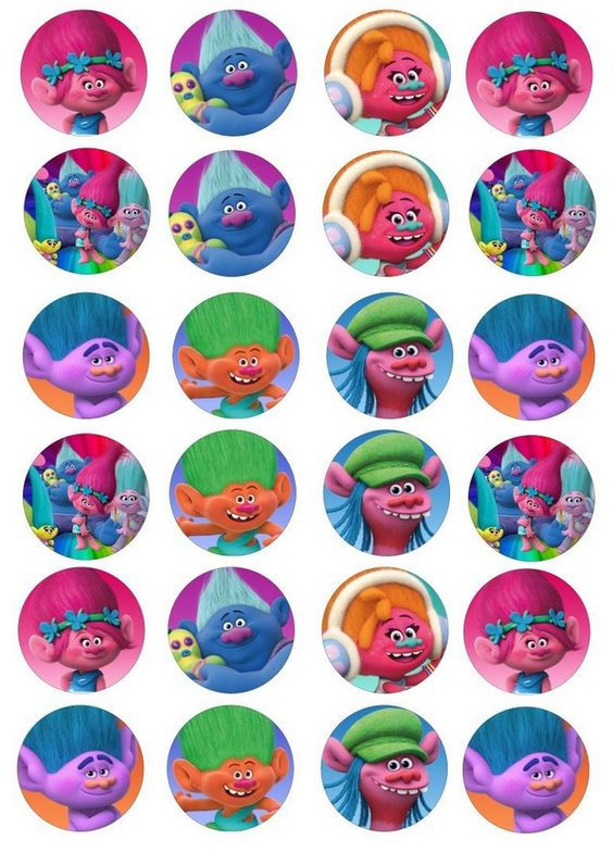 Jedlý obrázok Trollovia na vystrihovanie I.