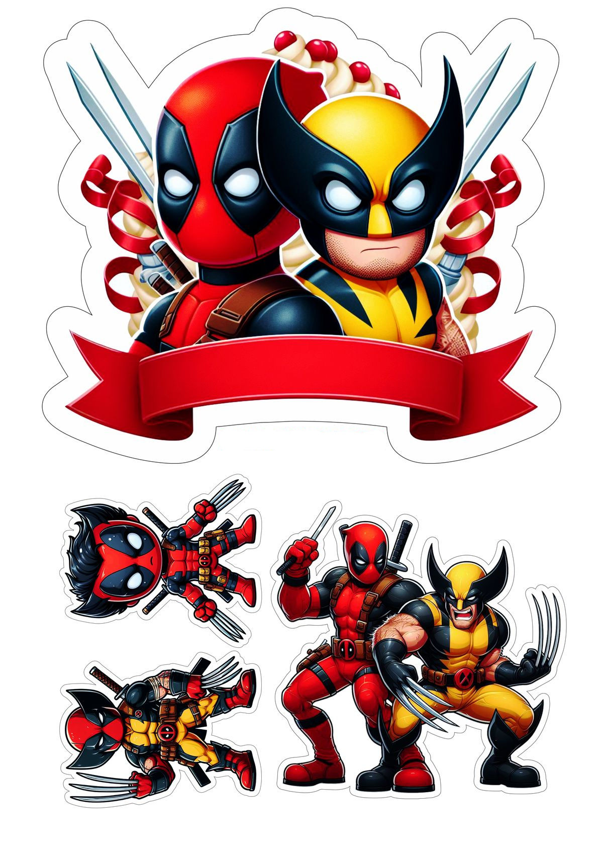 Jedlý obrázok na vystrihovanie Deadpool & Wolverine I.