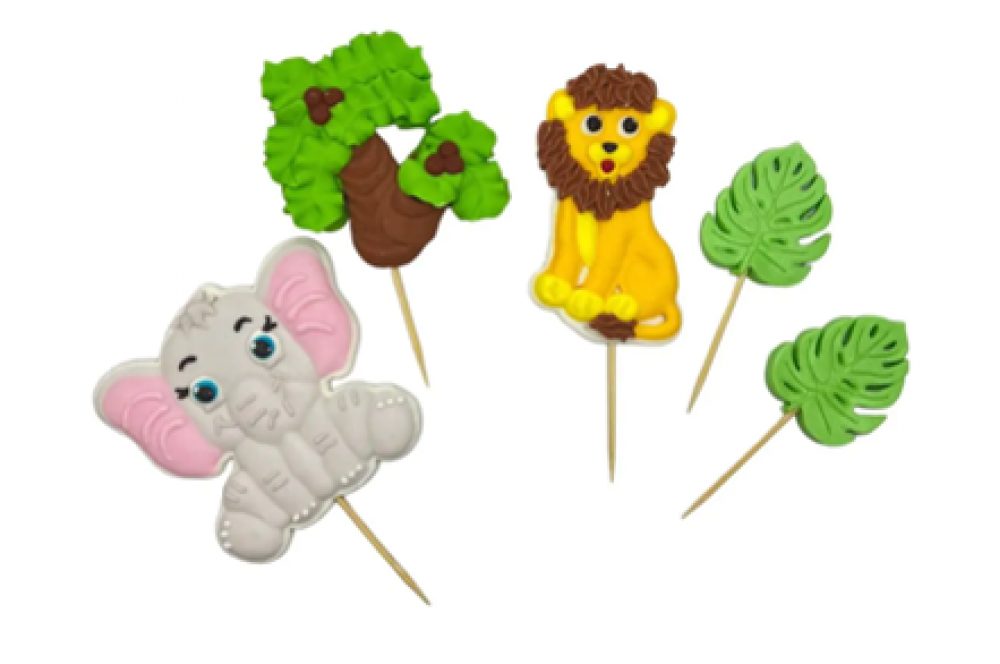 Cukrové zápichy set Sloník a lev 5ks