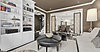 Elegant and cozy living-family roomith white tones. Design by Alicia.
