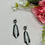 Thumbnail: Black Enamel & CZ Diamond Earrings
