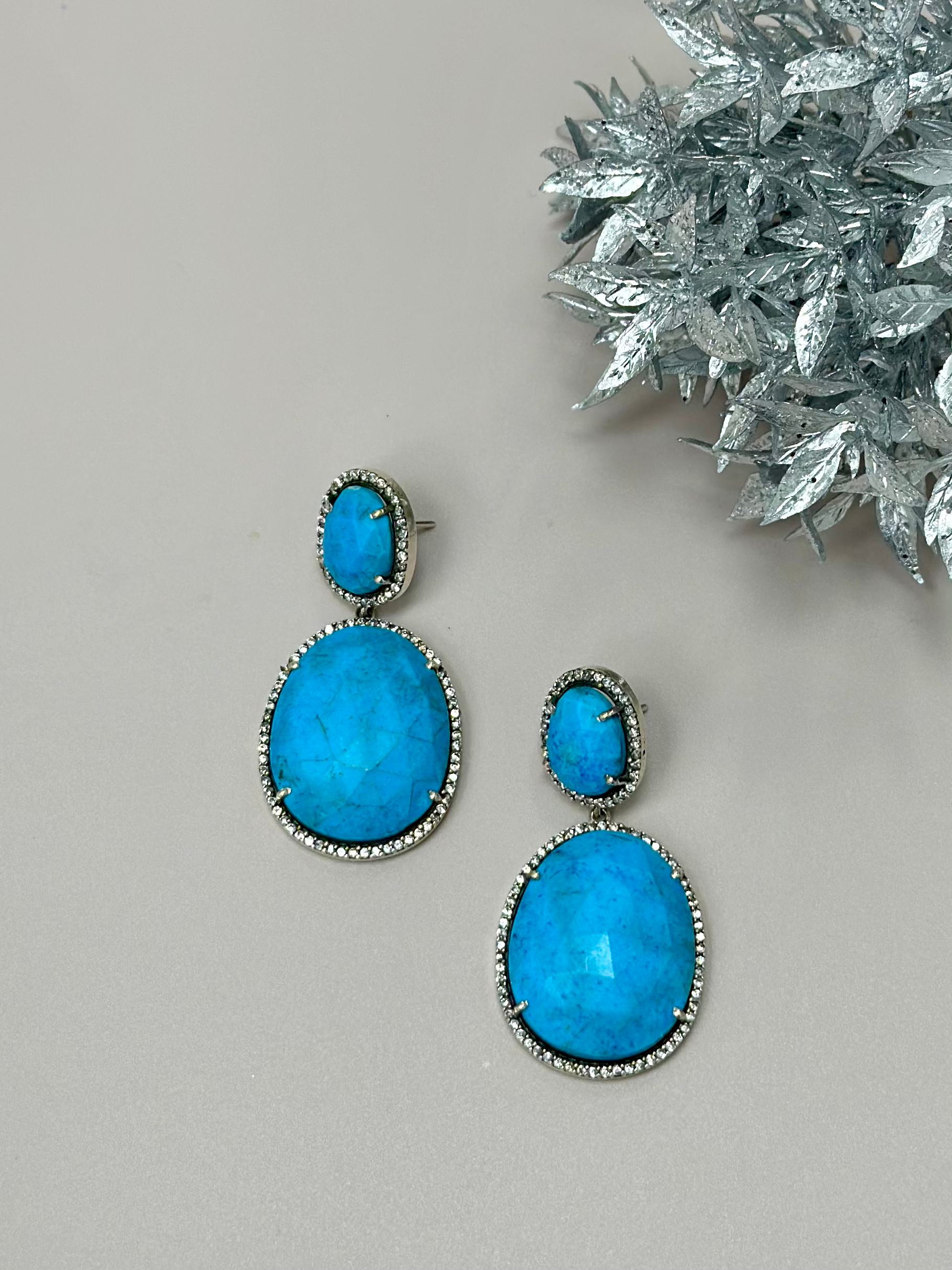Turquoise & Moissanite Earrings