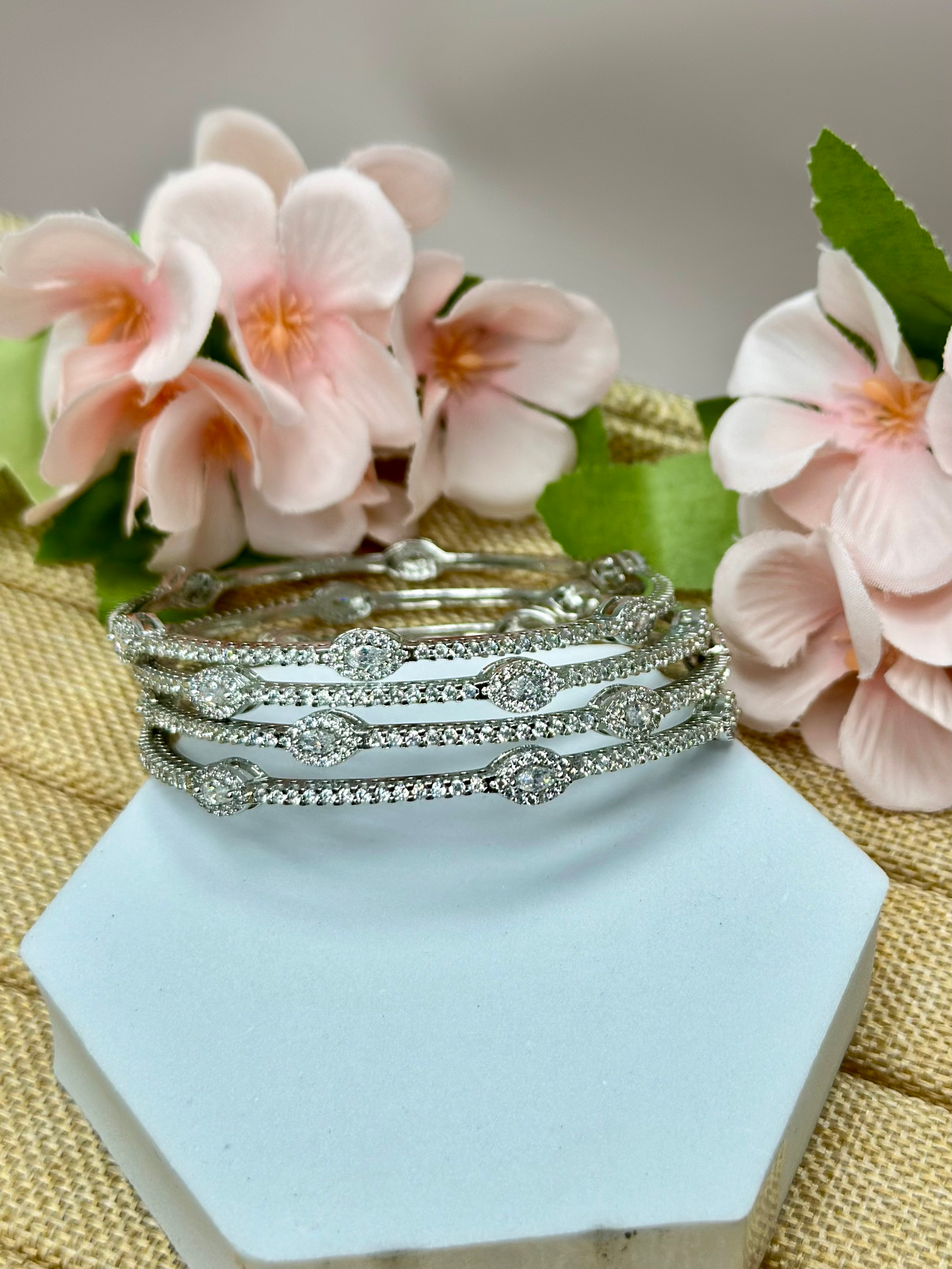 Single-line CZ Bangles