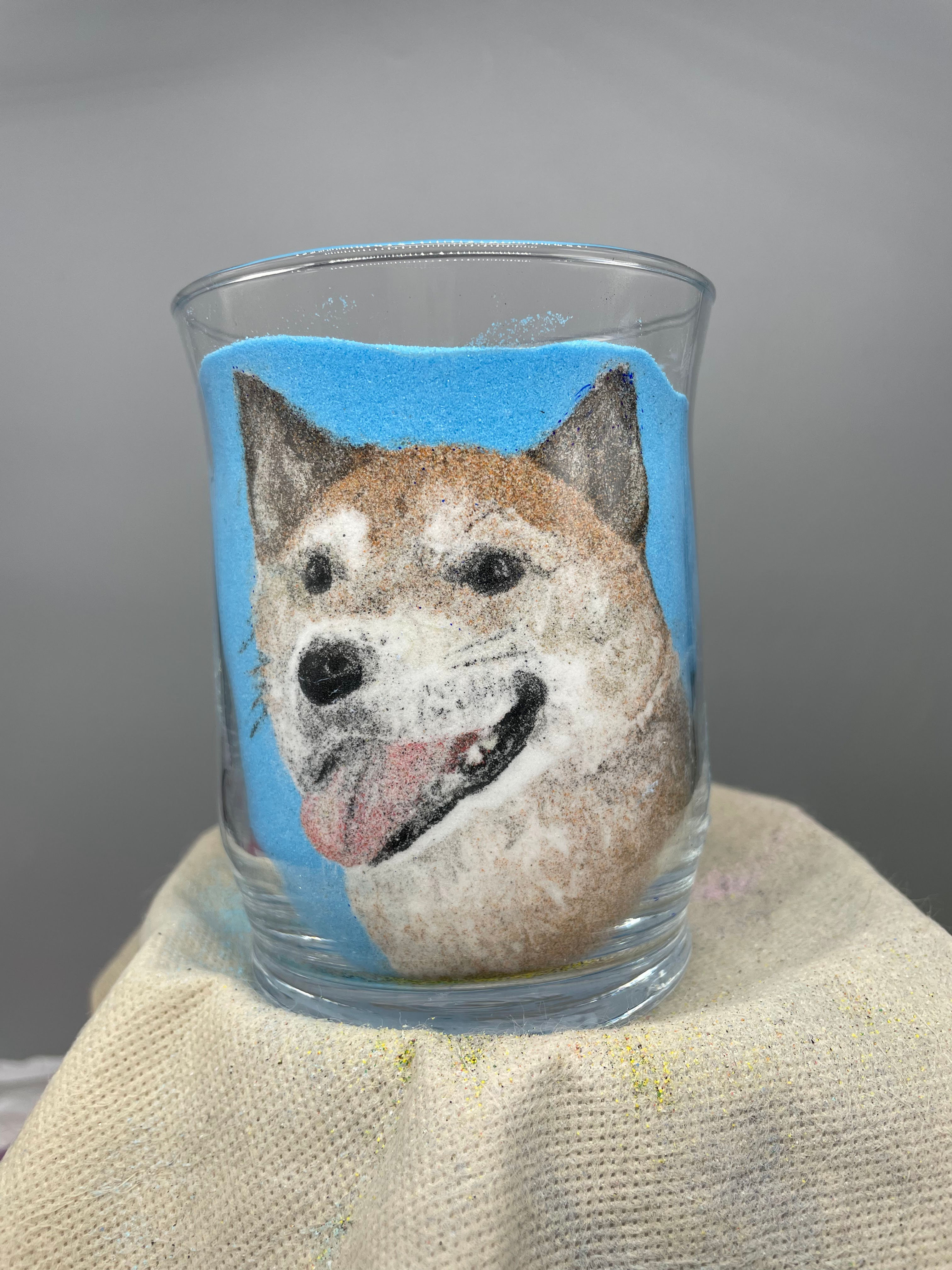Custom  Animal Face Sand Portraits in Glass