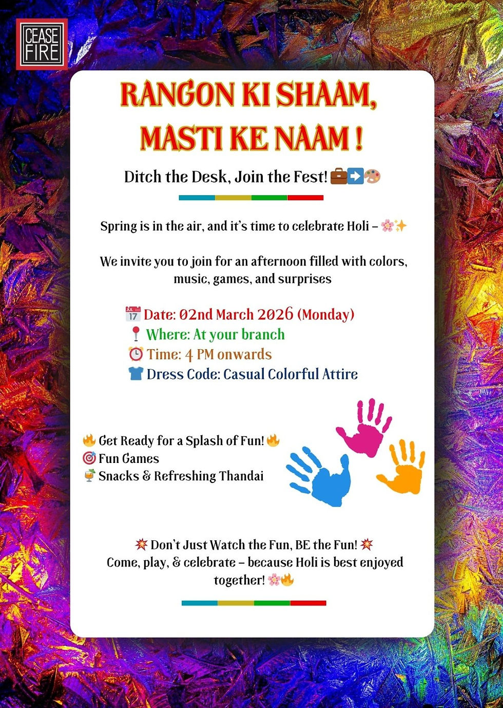 🎨Get Ready for a Splash of Fun, Join Our Holi Celebration! 🎨