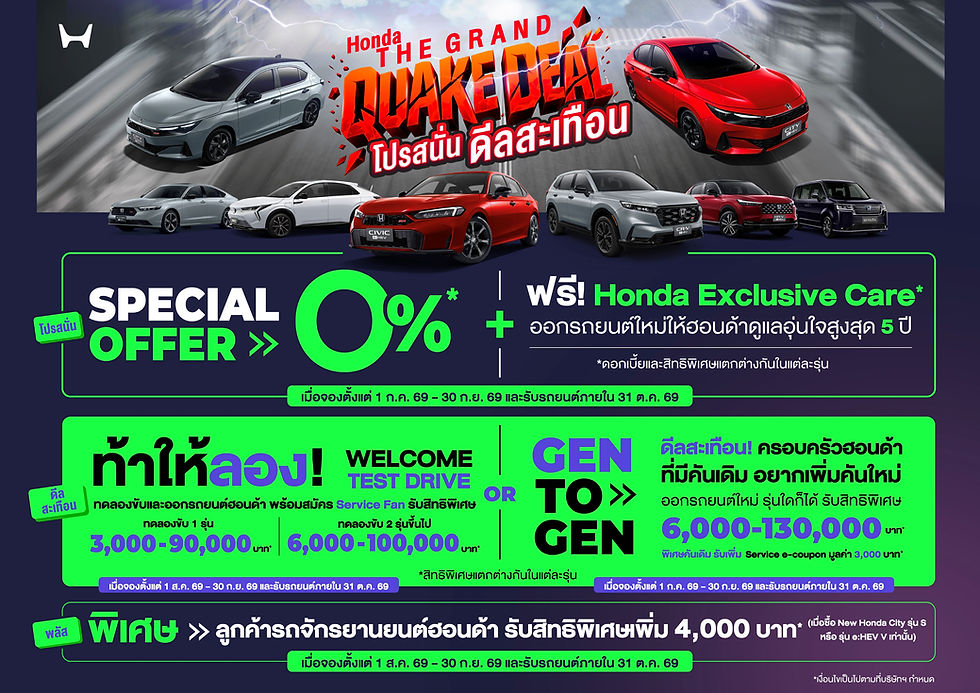 ฮอนด้า ยกทัพ e:HEV และ EV จัดเต็มในงาน BIG MOTOR SALE 2026