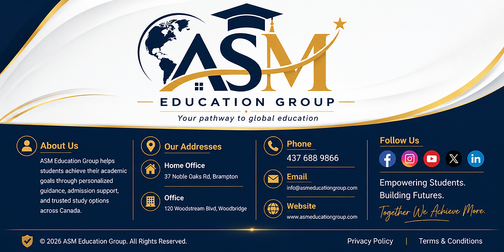 ASM Education Group education consultant services banner with contact info