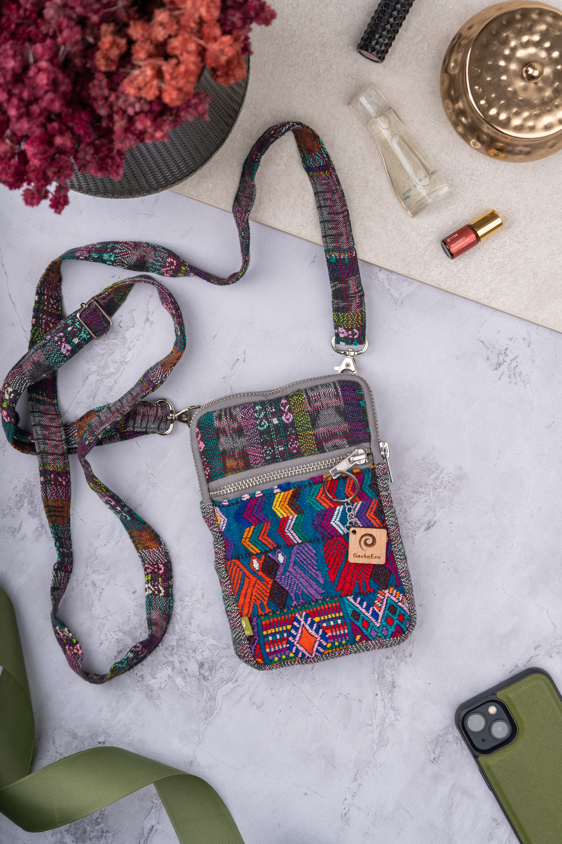 Crossbody Mini Huipil - Tono Gris/Miulticolor