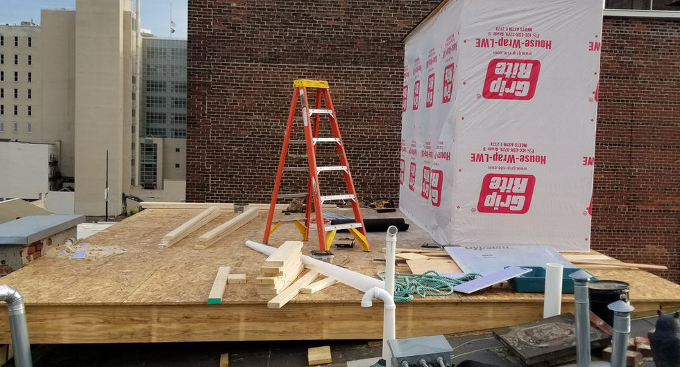 Framing rooftop deck and water proofing it