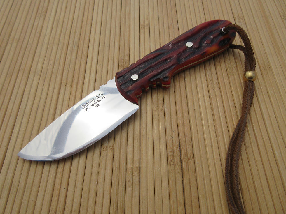 Red Amber Bone Stag Flat Blade Hunter