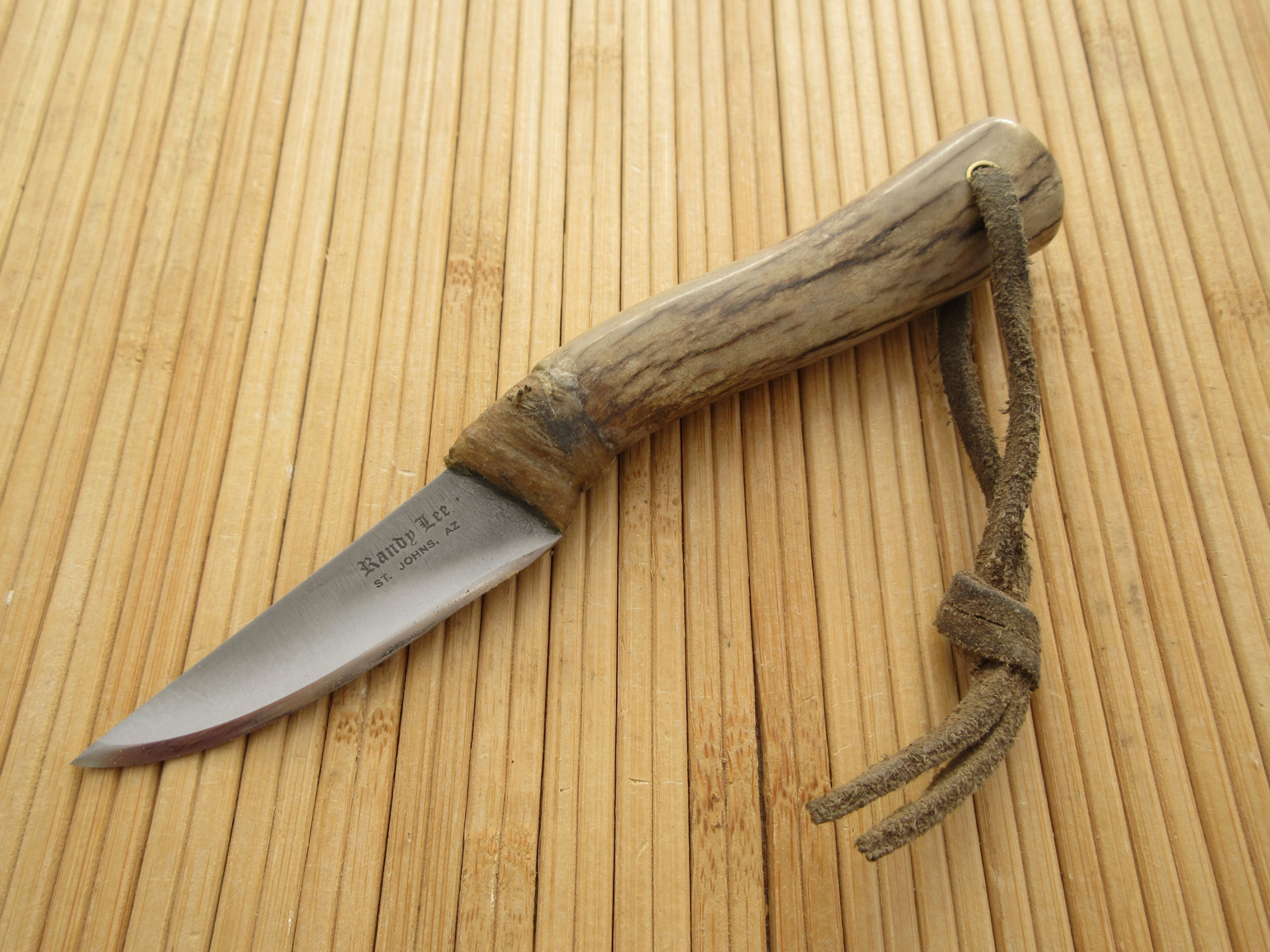 Dyed Mule Deer Flat Blade Neck Knife