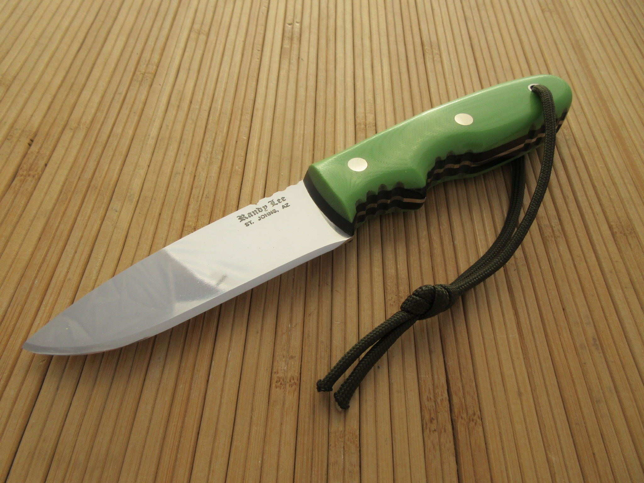 Lime Green G-10 Flat Blade Drop Point