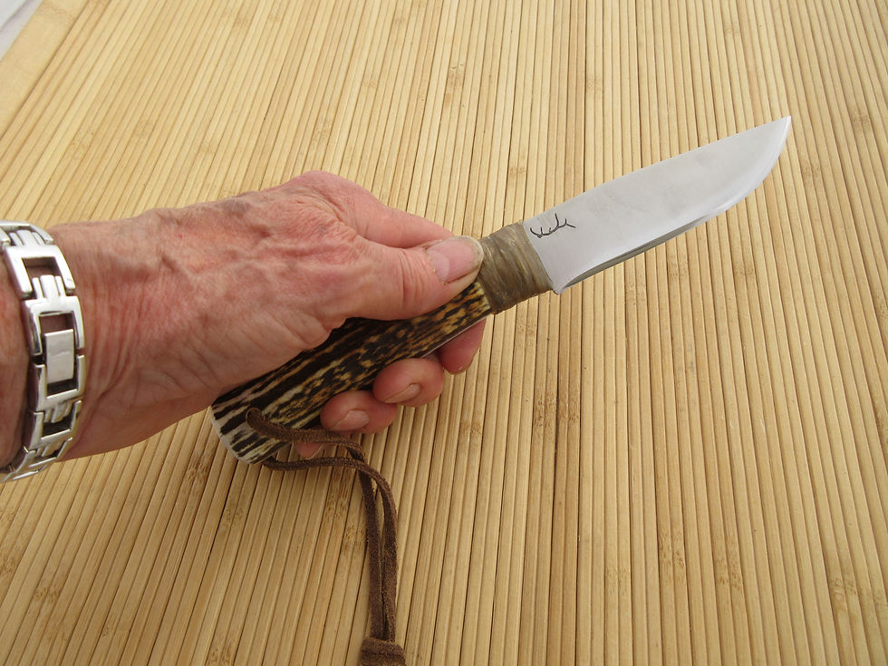 Dyed and Burnished Elk Antler Flat Blade Utility Hunter