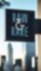 Firefly black square business sign mockup, blue sky, chicago city in background, depth of
