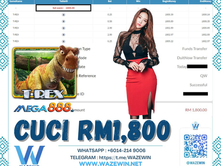 Mesin Wazewin meletopp!‼️😍😍😍🦖T-REX🦖🎮🎲🎲🎲🎮😎Game Pecah Bossku Berjaya Cuci Total RM 1,800😎Jarang2 Mengecewakan Bossku🔥‼️‼️Mantappp Padu Terbaik 👍👍👍