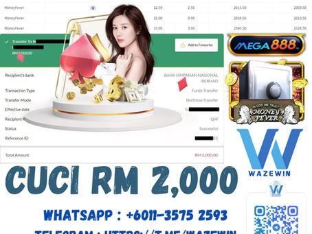 💶Bossku Berjaya Cuci ✨RM 2,000✨💶🎰MEGA888🎰 MONEY FEVER💷💷