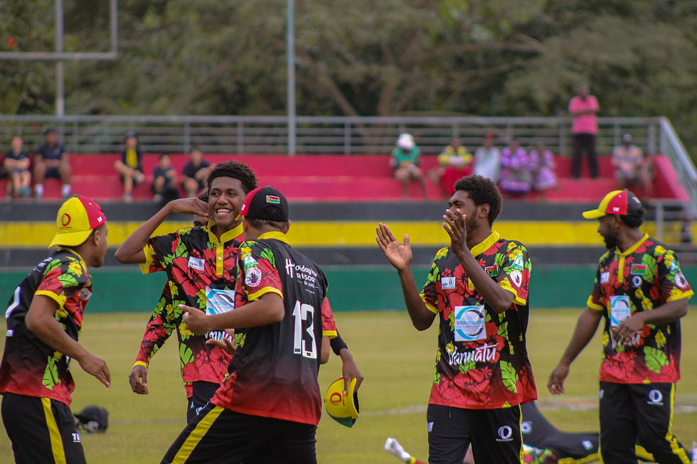 Vanuatu U19 men's cricket team competing against Samoa in the EAP Division 2 qualifier.