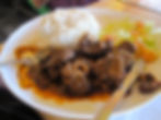 Beef stew w white rice and salad